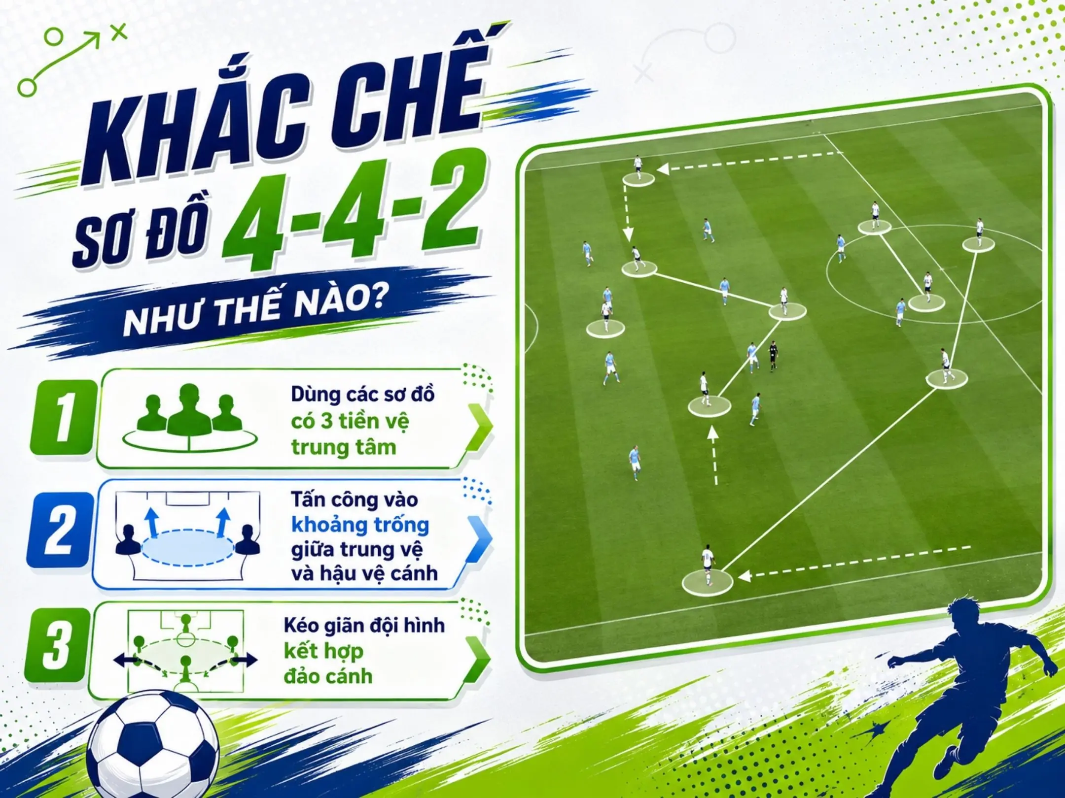 Khắc chế sơ đồ 4-4-2 như thế nào?
