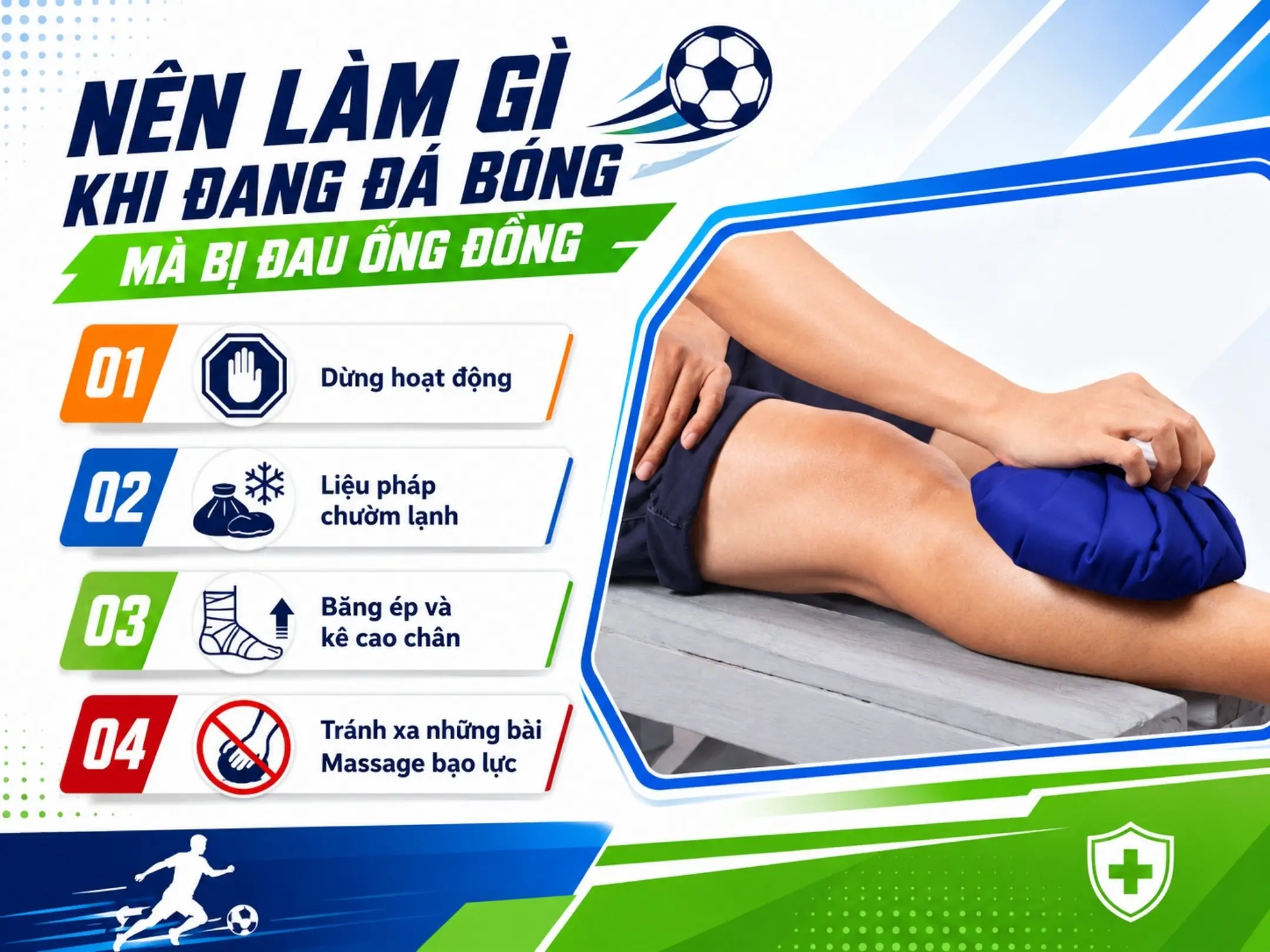 Nên làm gì khi đang đá bóng mà bị đau ống đồng
