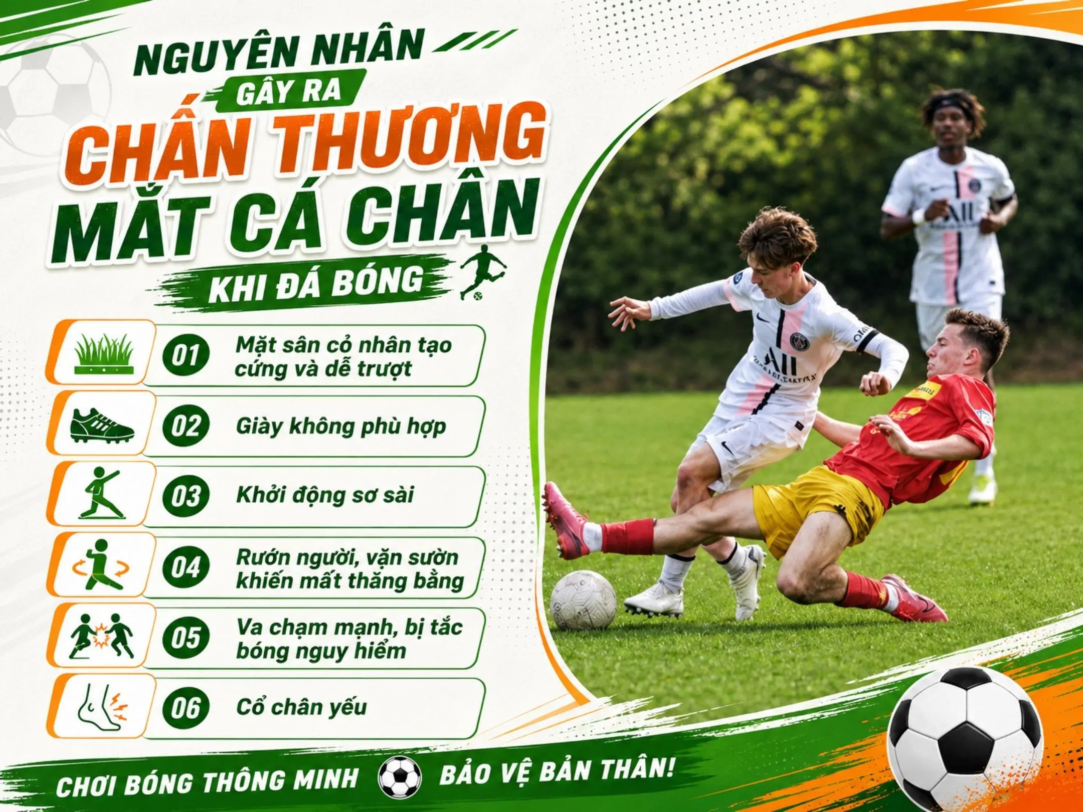 Nguyên nhân gây ra chấn thương mắt cá chân khi đá bóng