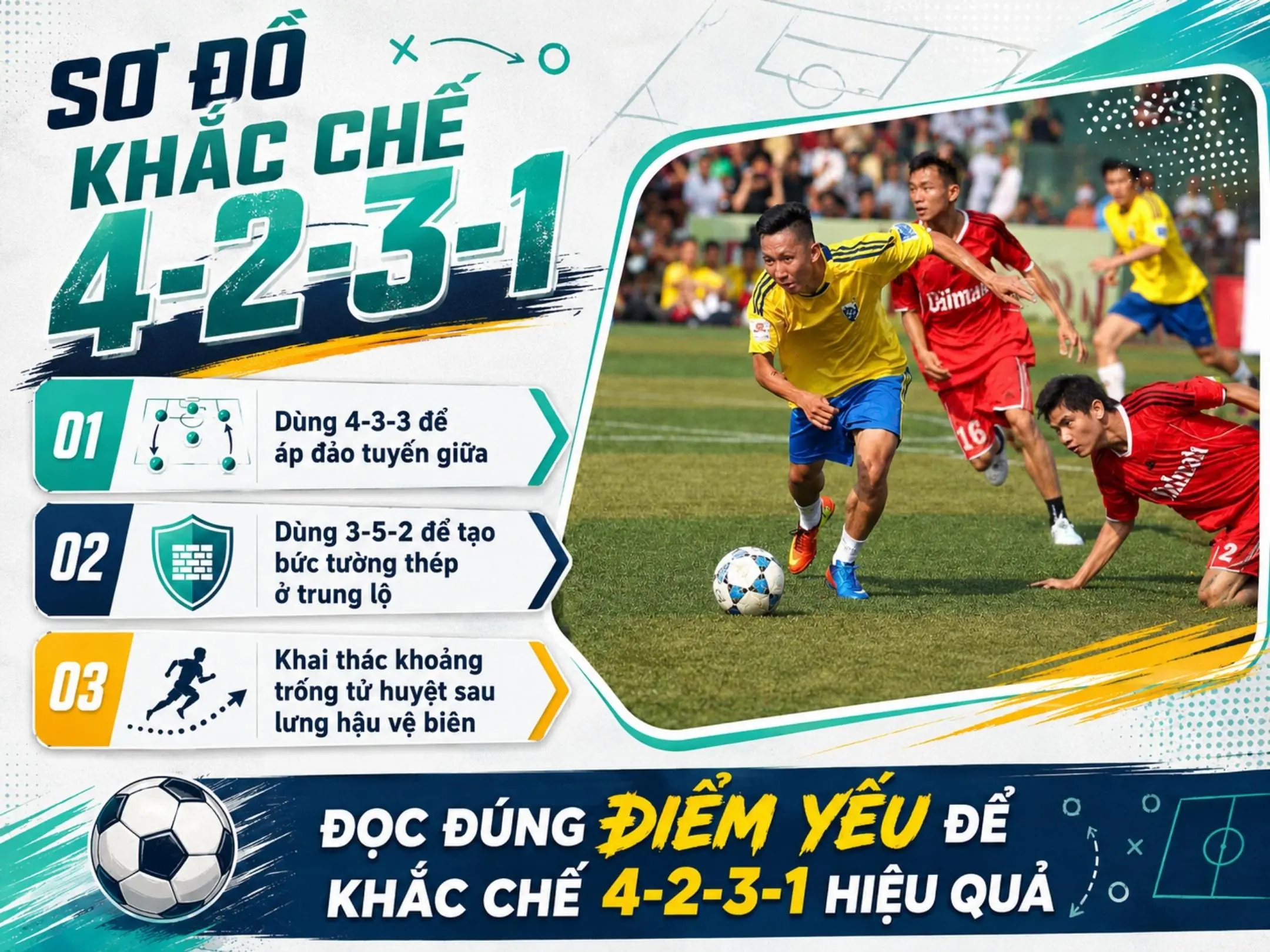 Sơ đồ 4 2 3 1: Chiến thuật kiểm soát tuyến giữa và tung đòn kết liễu 4 Sơ đồ khắc chế 4 2 3 1