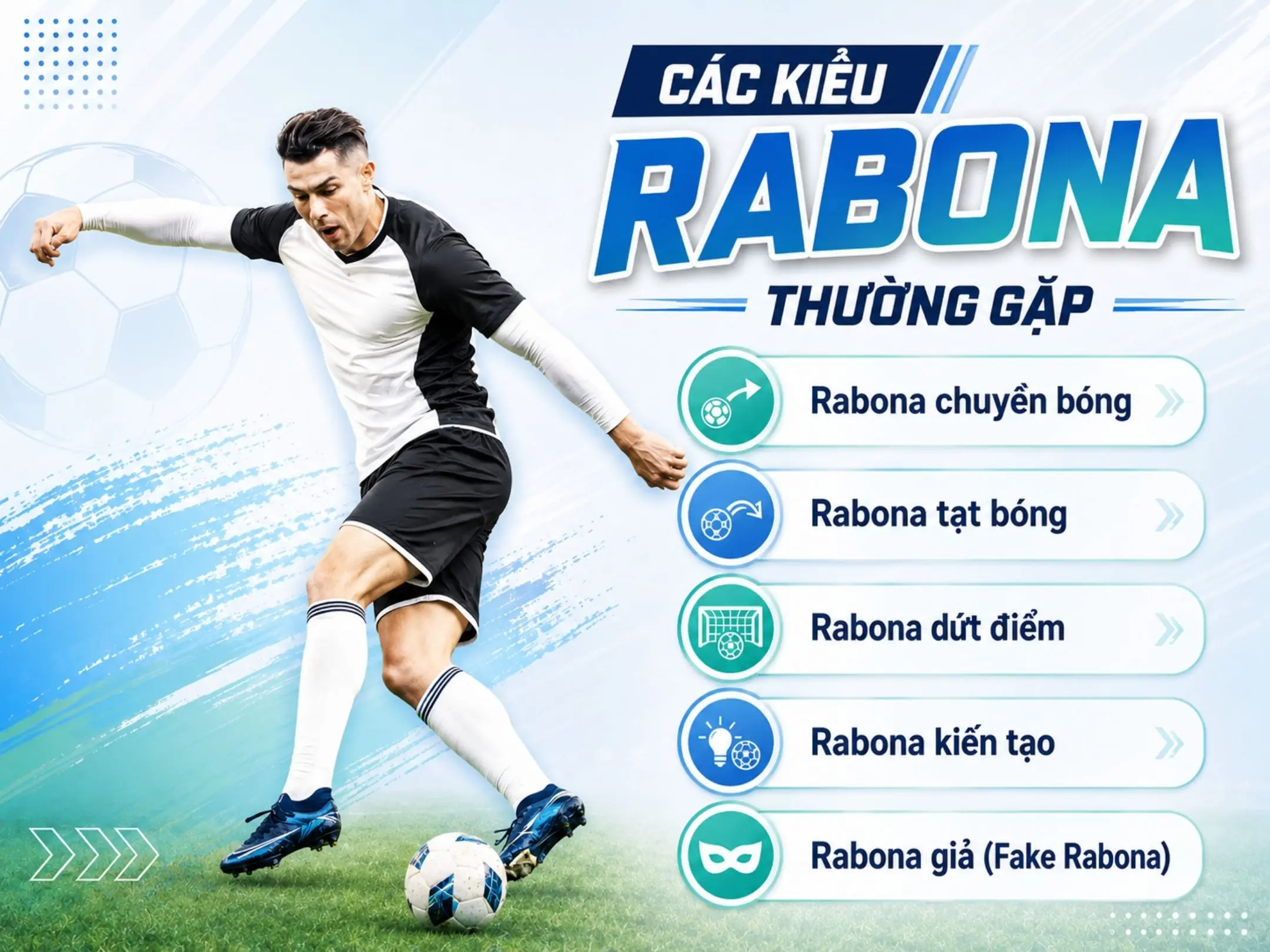 Rabona là gì? Nghệ thuật vắt chéo đôi chân trong bóng đá 2 Các kiểu Rabona thường gặp
