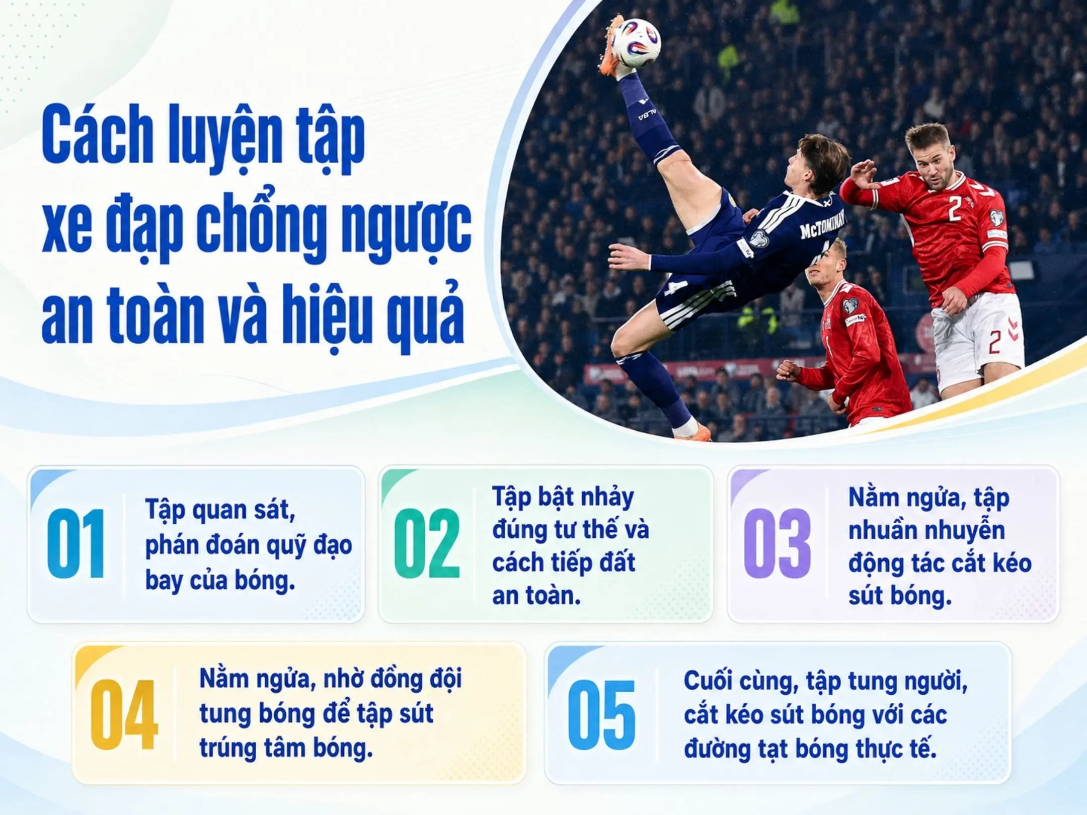 Xe đạp chổng ngược: những pha tung người móc bóng khiến cho thủ môn phải chôn chân tại chỗ 5 Cách luyện tập xe đạp chổng ngược an toàn và hiệu quả