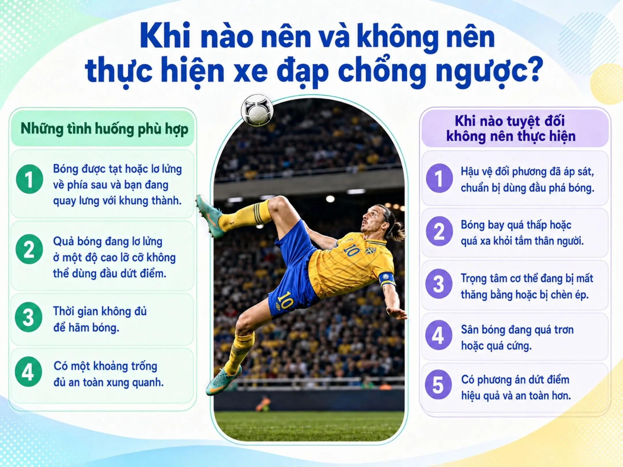 Xe đạp chổng ngược: những pha tung người móc bóng khiến cho thủ môn phải chôn chân tại chỗ 4 Khi nào nên và không nên thực hiện xe đạp chổng ngược?