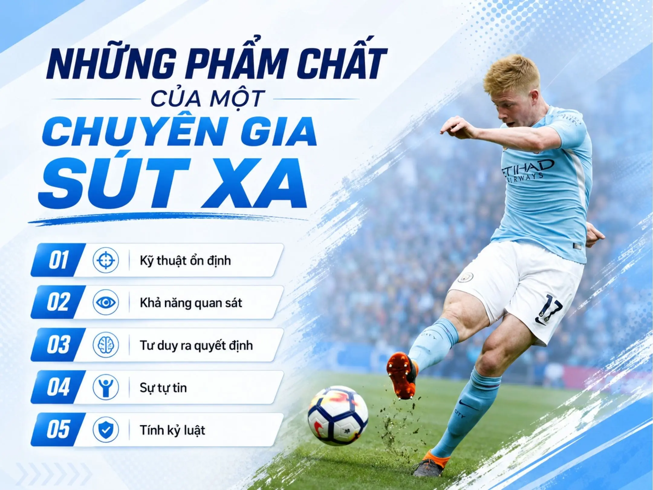Sút xa: tận dụng tối đa khoảng trống vùng Zone 14, vũ khí xuyên phá các hàng phòng ngự lùi sâu 6 Những phẩm chất của một chuyên gia sút xa
