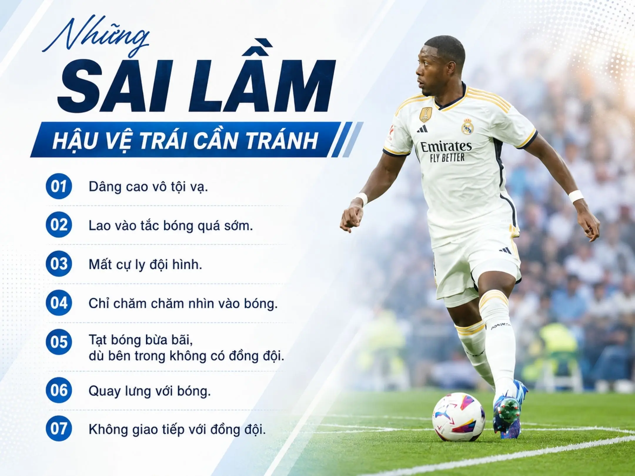 Hậu vệ cánh trái trong bóng đá hiện đại, khi nhiệm vụ không chỉ còn là biết phòng ngự 6 Những sai lầm hậu vệ trái cần tránh