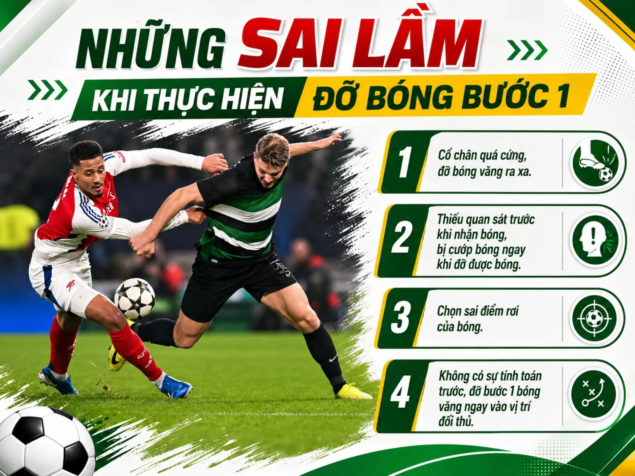 Những sai lầm khi thực hiện đỡ bóng bước 1