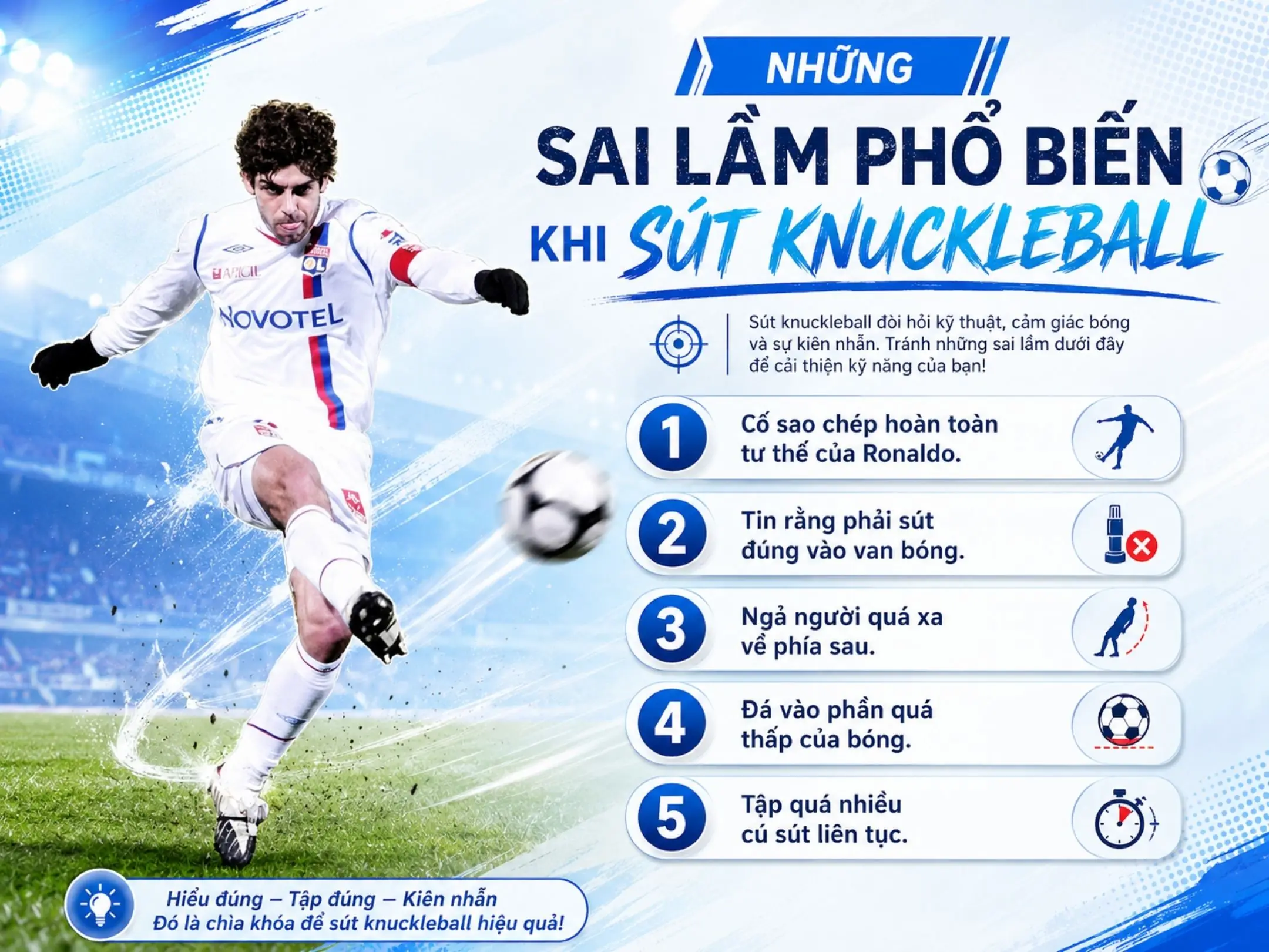 Những sai lầm phổ biến khi sút knuckleball
