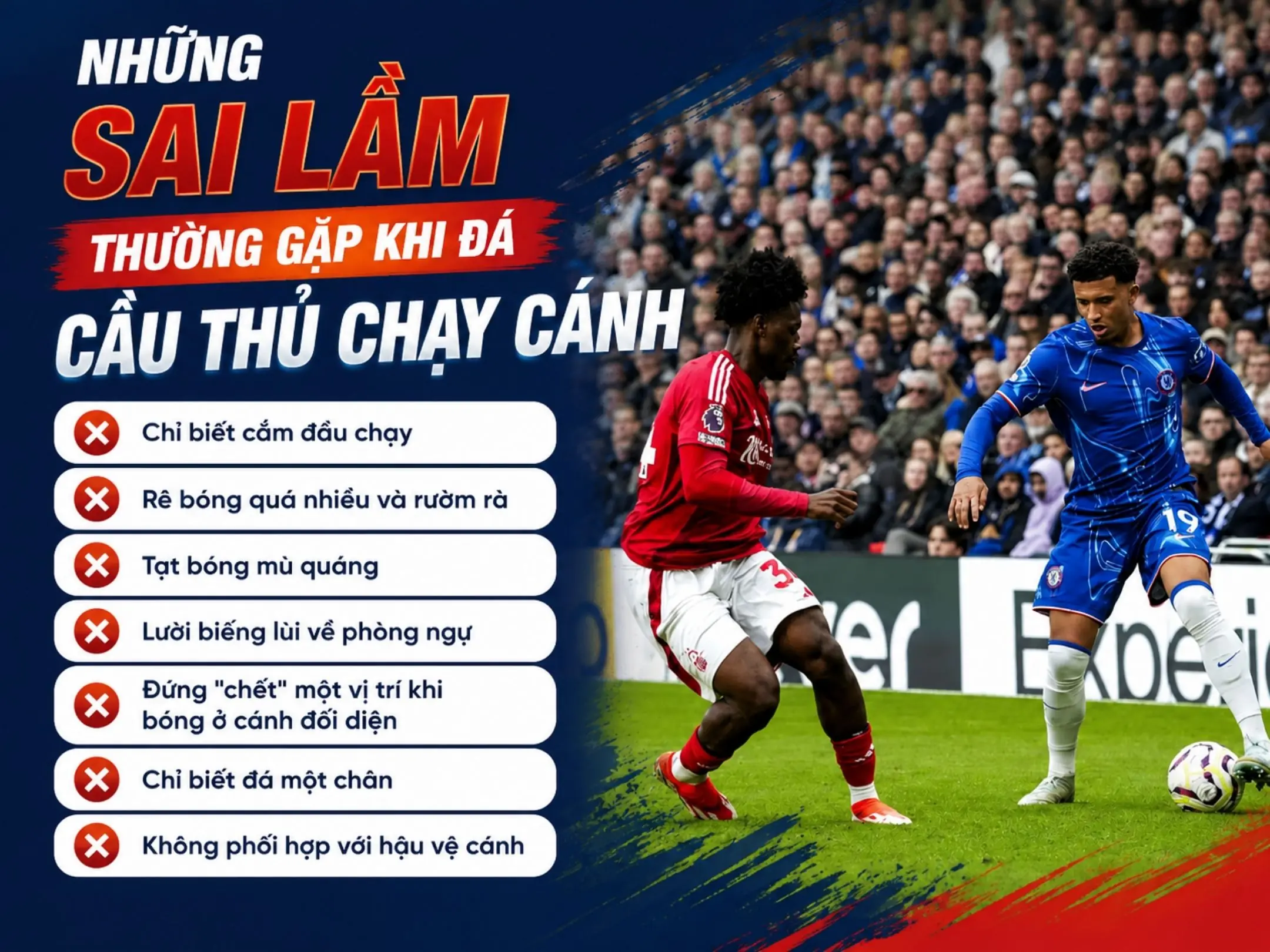 Cầu thủ chạy cánh là gì? Vai trò, kỹ năng và những cầu thủ chạy cánh hay nhất 6 Những sai lầm thường gặp khi đá cầu thủ chạy cánh