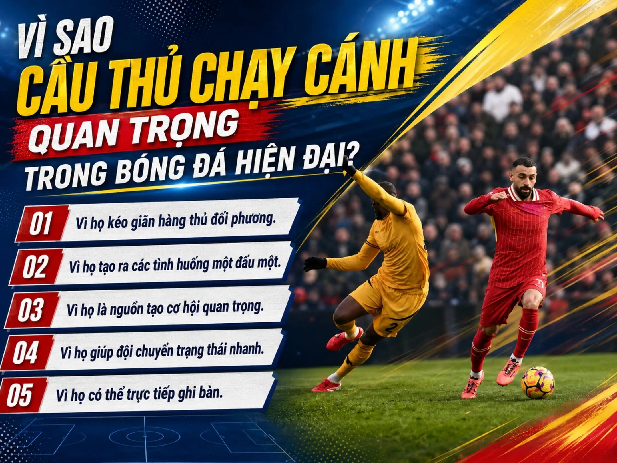 Cầu thủ chạy cánh là gì? Vai trò, kỹ năng và những cầu thủ chạy cánh hay nhất 3 Vì sao cầu thủ chạy cánh quan trọng trong bóng đá hiện đại?