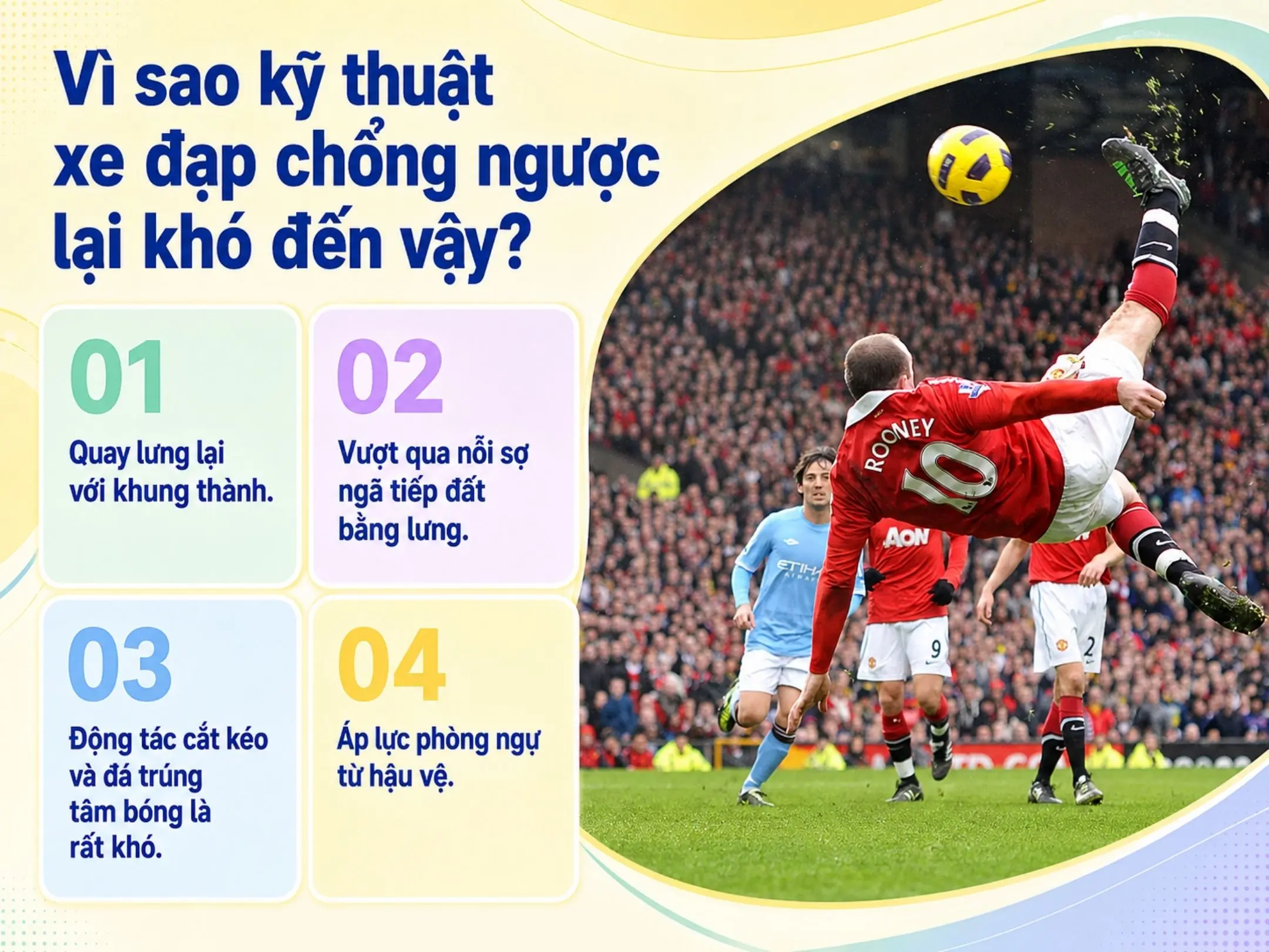 Xe đạp chổng ngược: những pha tung người móc bóng khiến cho thủ môn phải chôn chân tại chỗ 3 Vì sao kỹ thuật xe đạp chổng ngược lại khó đến vậy?