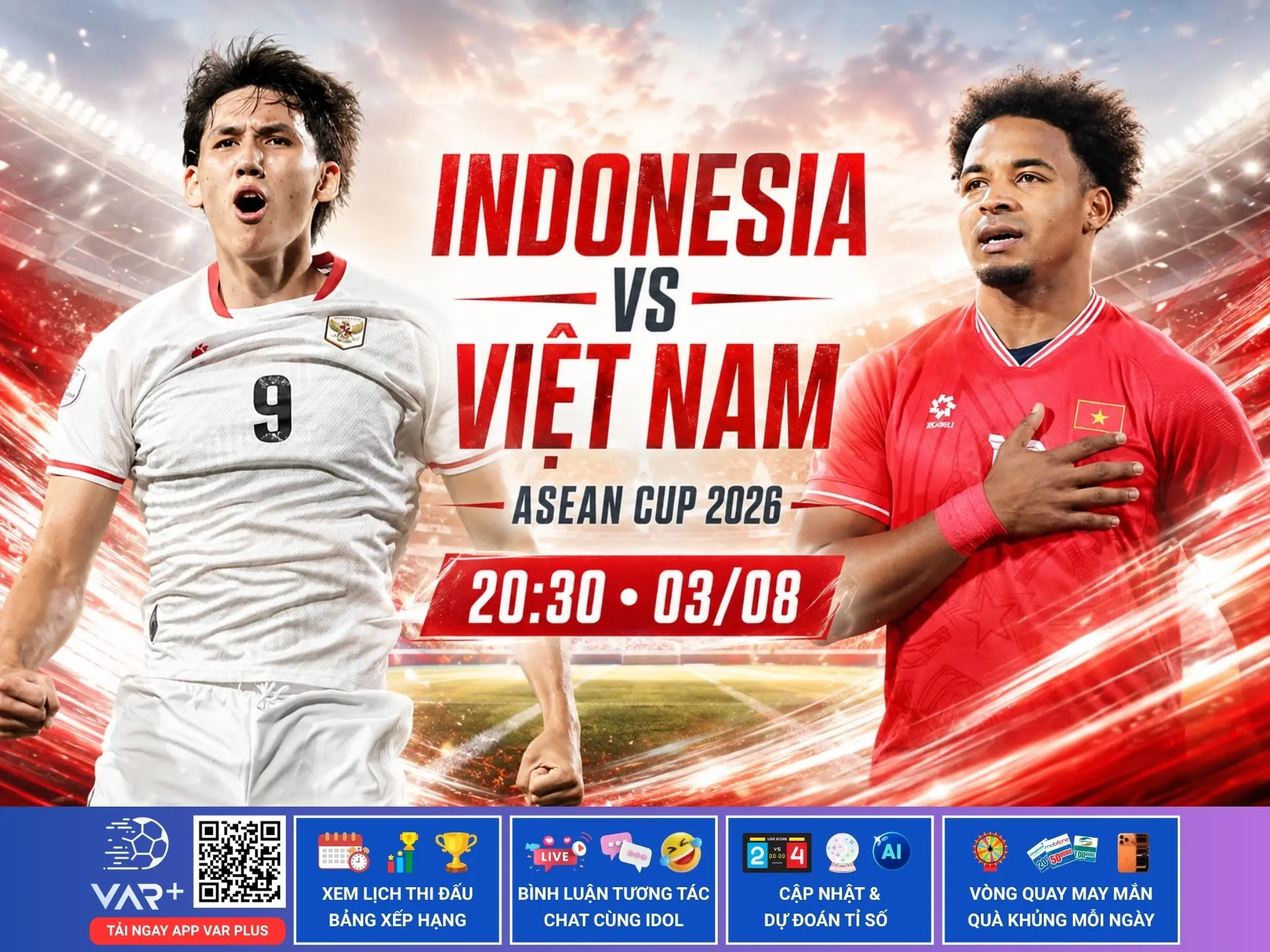 Trực tiếp Indonesia và Việt Nam với tính năng sa bàn trực quan tại ASEAN Cup 2026