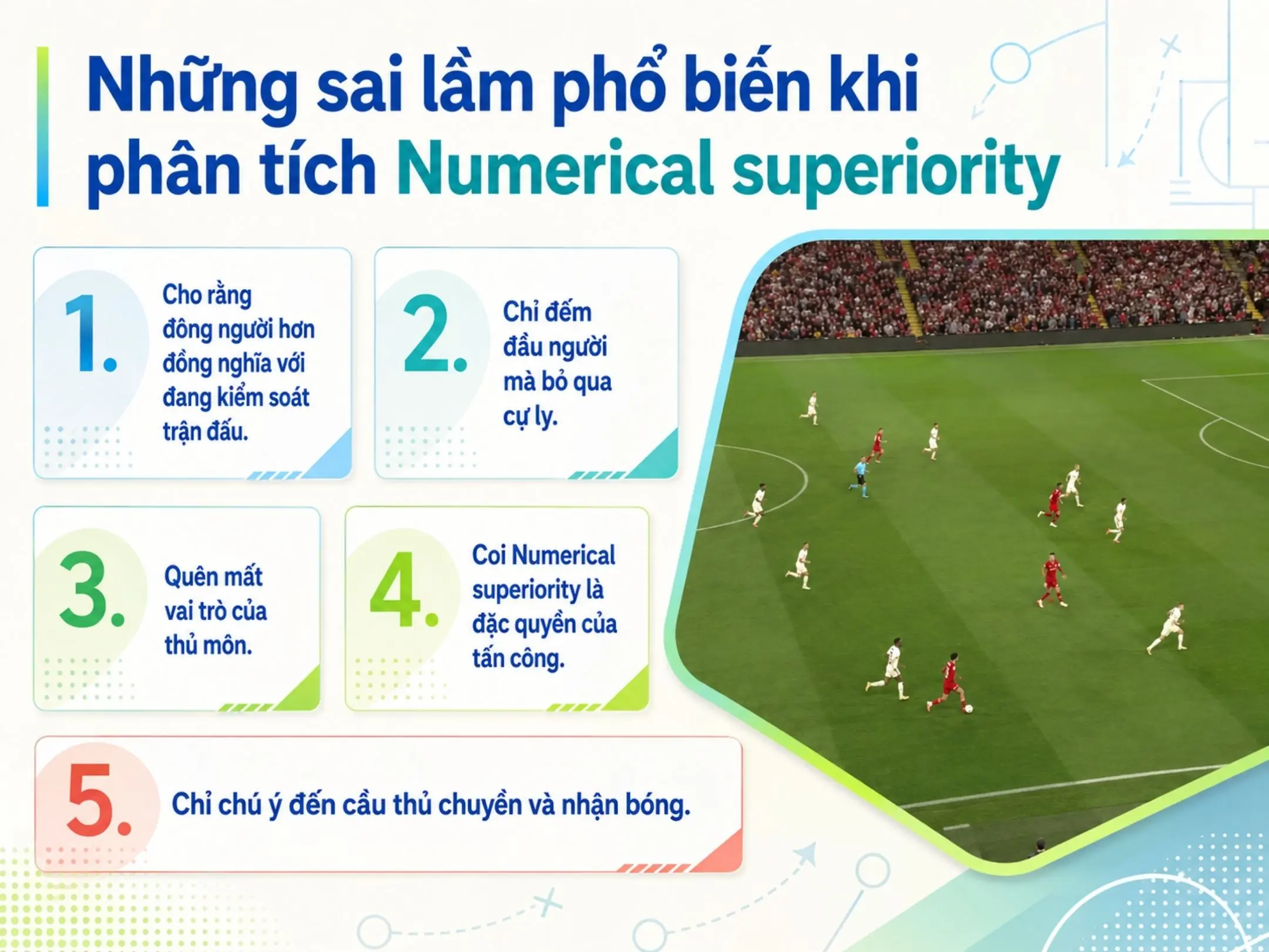 Numerical Superiority: Nghệ thuật tạo lợi thế quân số trong bóng đá 4 Những sai lầm phổ biến khi phân tích Numerical superiority