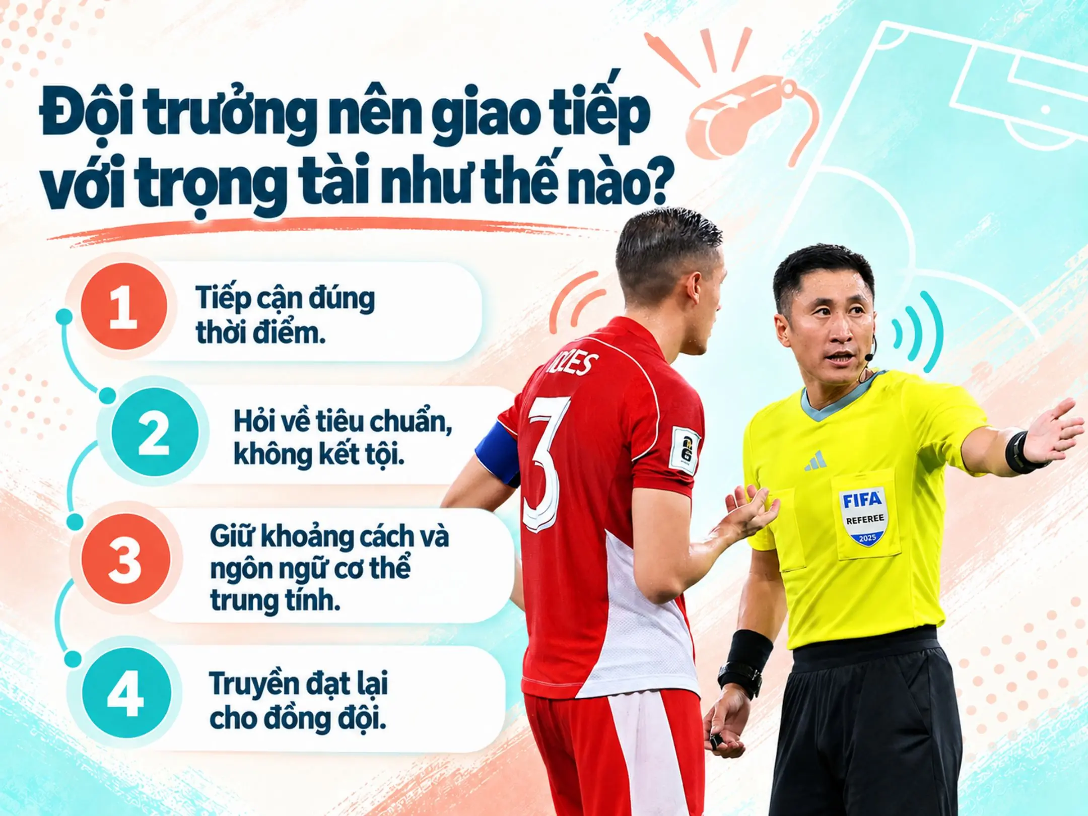Đội trưởng nên giao tiếp với trọng tài như thế nào?