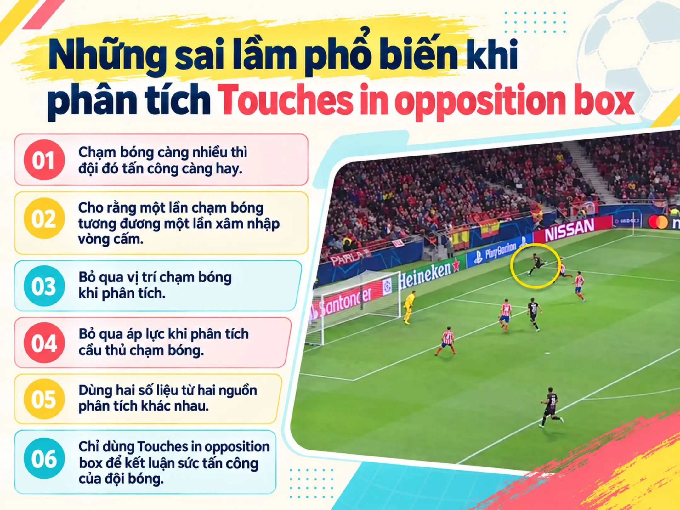 Touches in Opposition Box: giải mã chỉ số chạm bóng trong vòng cấm đối phương 4 Những sai lầm phổ biến khi phân tích Touches in opposition box
