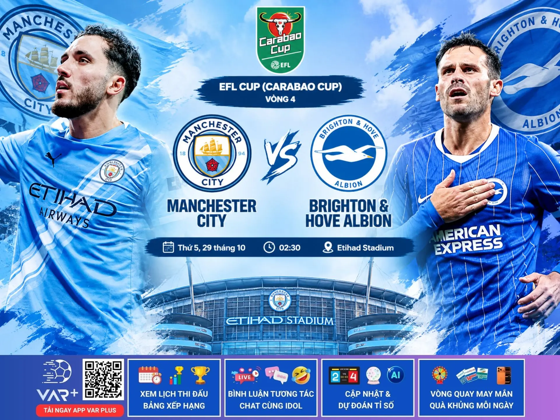Nhận định Man City và Brighton: Etihad chờ lời giải sau cú vấp ở Villa Park