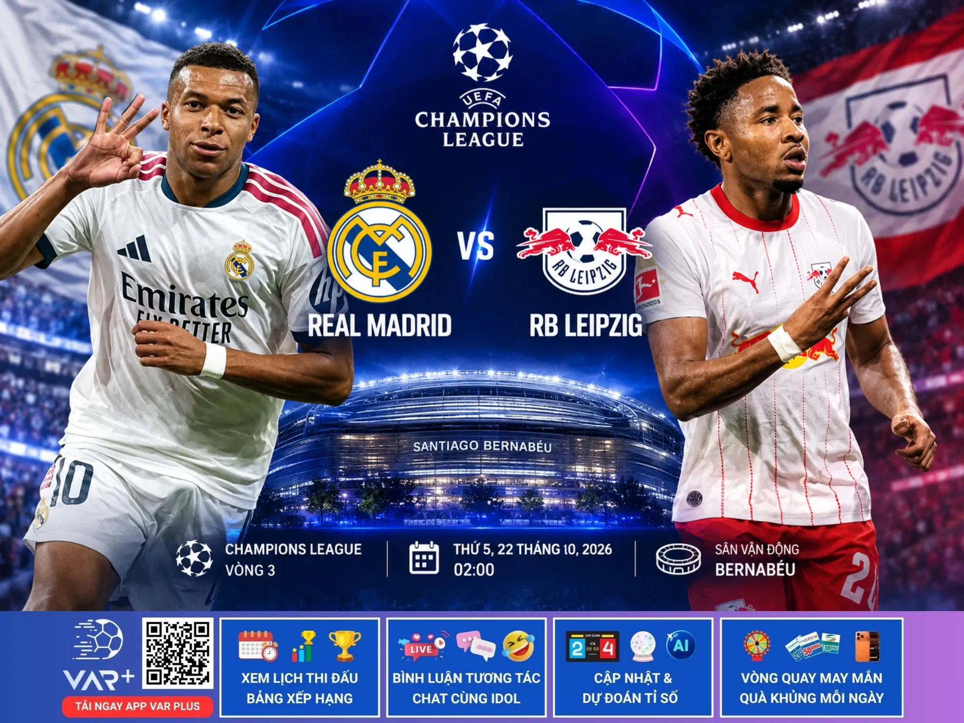 Trực tiếp sa bàn Real Madrid vs RB Leipzig: Những ngôi sao nào sẽ tạo ra khác biệt tại Bernabéu?